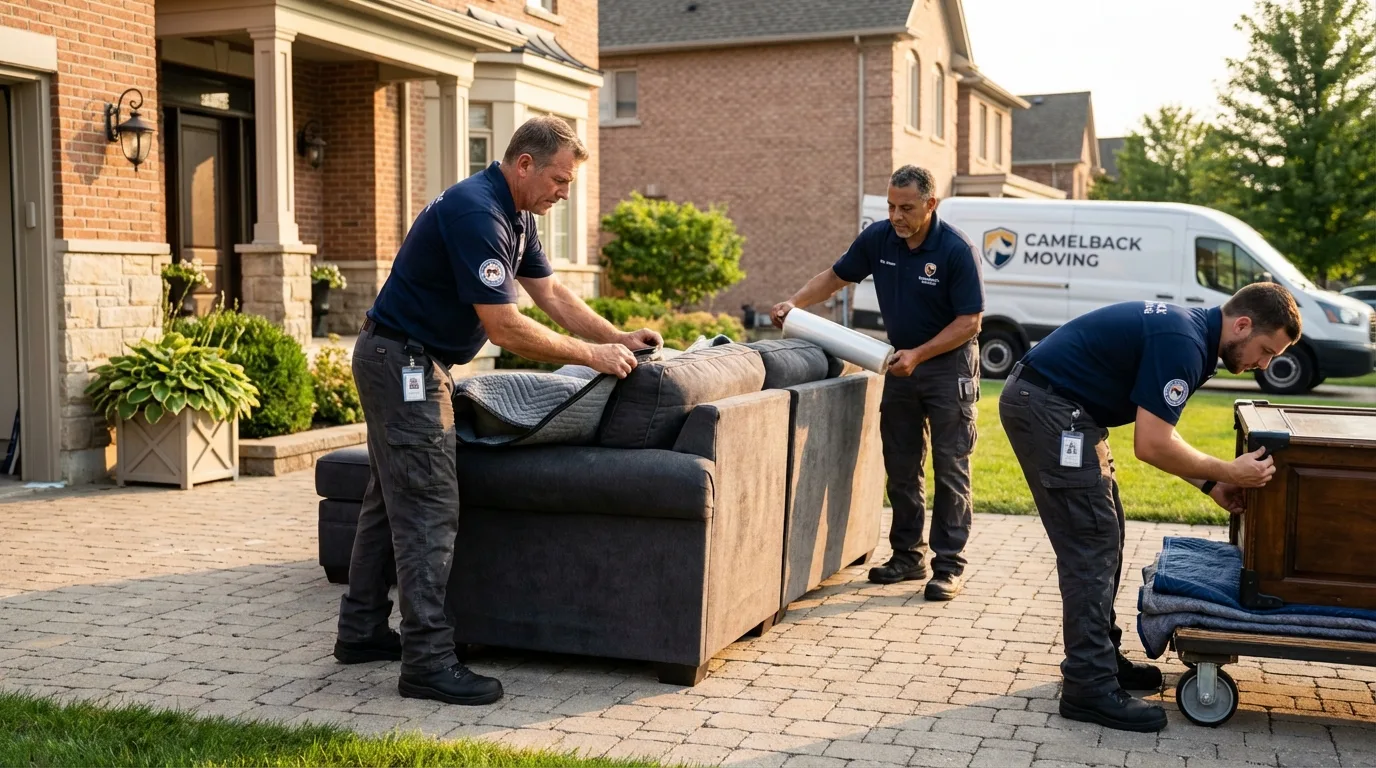 Large estate moving crew wrapping furniture in Sand Point, AK